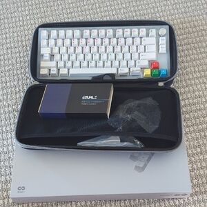 Compact White Mechanical Keyboard with Colorful Accent Keycaps